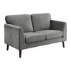 Brad 58 Inch Loveseat Gray Velvet Reversible Cushions Dark Brown Wood By Casagear Home BM316009