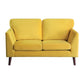 Brad 58 Inch Loveseat Yellow Velvet Reversible Cushions Dark Brown Wood By Casagear Home BM316011