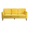 Bard 81 Inch Sofa Yellow Velvet Reversible Cushions Dark Brown Wood By Casagear Home BM316012