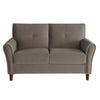 Sarah 57 Inch Loveseat Brown Velvet Tufted Reversible Cushions Wood By Casagear Home BM316017