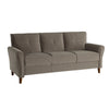 Sarah 80 Inch Sofa, Brown Velvet, Stitch Tufting, Reversible Cushions By Casagear Home