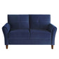 Sarah 57 Inch Loveseat Blue Velvet Stitch Tufting Reversible Cushions By Casagear Home BM316019