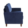 Sarah 57 Inch Loveseat Blue Velvet Stitch Tufting Reversible Cushions By Casagear Home BM316019