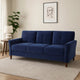 Sarah 80 Inch Sofa, Blue Velvet, Stitch Tufting, Reversible Cushions By Casagear Home