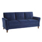 Sarah 80 Inch Sofa Blue Velvet Stitch Tufting Reversible Cushions By Casagear Home BM316020