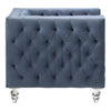 Gigi 34 Inch Accent Chair, Blue Velvet, Nailhead Trim, Reversible Cushions By Casagear Home
