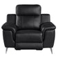 Dave 39 Inch Power Recliner Chair Black Faux and Real Leather Solid Wood By Casagear Home BM316029