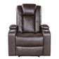 Alan 40 Inch Power Recliner Chair Brown Faux Leather USB Cupholders By Casagear Home BM316030