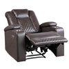 Alan 40 Inch Power Recliner Chair Brown Faux Leather USB Cupholders By Casagear Home BM316030