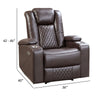 Alan 40 Inch Power Recliner Chair Brown Faux Leather USB Cupholders By Casagear Home BM316030