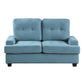 Stan 62 Inch Loveseat, Blue Polyester, Tufting, Soft Cushions, Solid Wood By Casagear Home