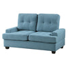 Stan 62 Inch Loveseat, Blue Polyester, Tufting, Soft Cushions, Solid Wood By Casagear Home