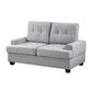 Stan 62 Inch Loveseat, Gray Polyester, Tufting, Soft Cushions, Solid Wood By Casagear Home