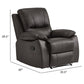 Drake 39 Inch Manual Recliner Chair Soft Brown Faux Leather Solid Wood By Casagear Home BM316040