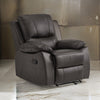 Drake 39 Inch Manual Recliner Chair, Soft Brown Faux Leather, Solid Wood By Casagear Home