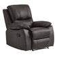 Drake 39 Inch Manual Recliner Chair, Soft Brown Faux Leather, Solid Wood By Casagear Home