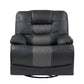 Liam 39 Inch Manual Swivel Glider Recliner Chair, Gray Faux Leather, Wood By Casagear Home