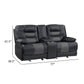 Liam 77 Inch Manual Recliner Loveseat Cupholder Console Gray Faux Leather By Casagear Home BM316042