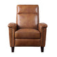 Iser 35 Inch Push Back Manual Recliner Chair, Brown Faux Leather Solid Wood By Casagear Home