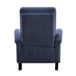 Iser 35 Inch Push Back Manual Recliner Chair, Blue Chenille Solid Wood By Casagear Home