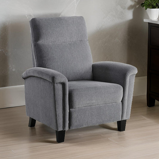 Iser 35 Inch Push Back Manual Recliner Chair, Light Gray Chenille Fabric By Casagear Home