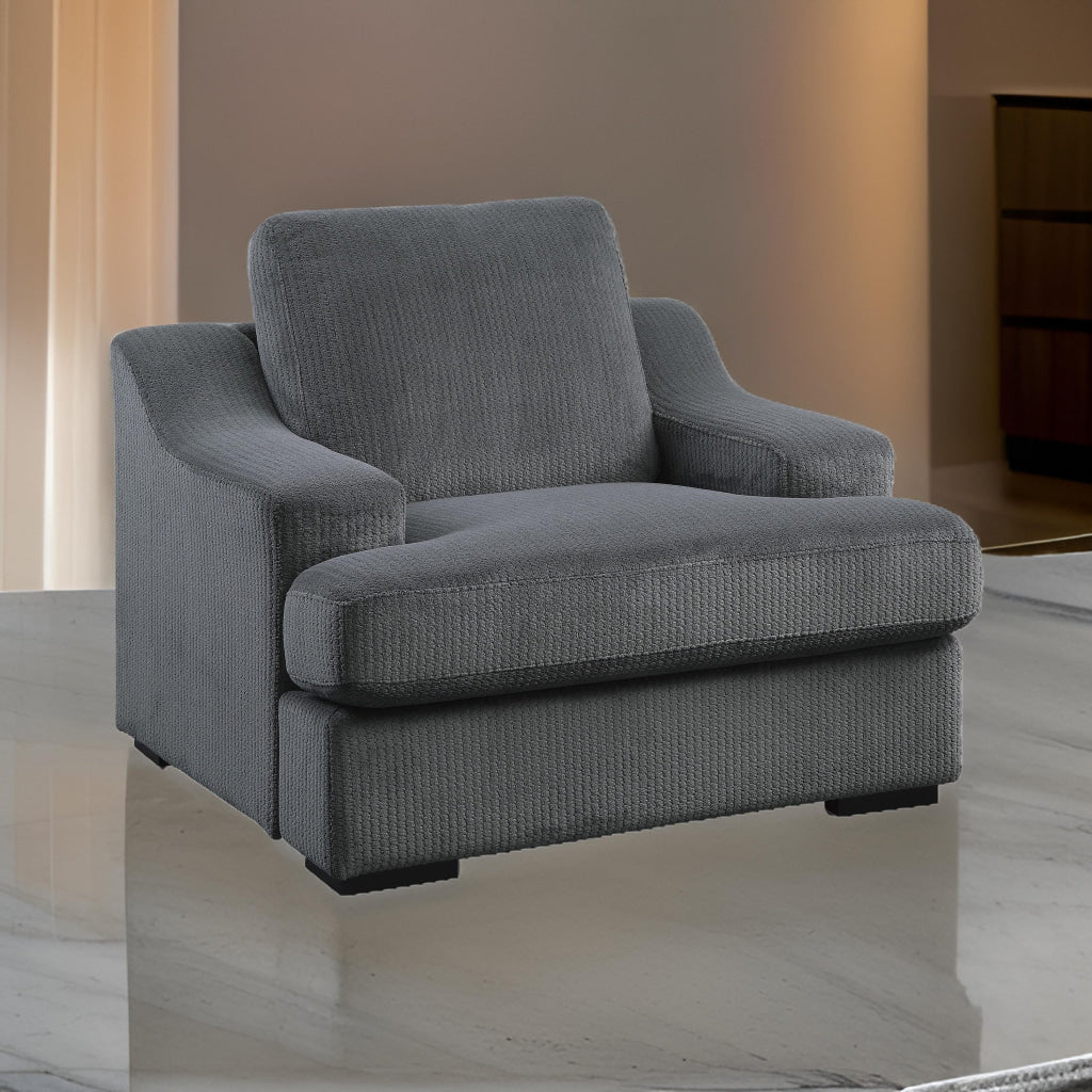 Fino 38 Inch Accent Chair Gray Microfiber Espresso Brown Solid Wood Legs By Casagear Home BM316048