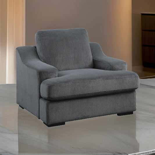 Fino 38 Inch Accent Chair Gray Microfiber Espresso Brown Solid Wood Legs By Casagear Home BM316048