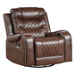 Paul 38 Inch Manual Swivel Glider Recliner Chair Brown Faux Leather By Casagear Home BM316051