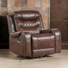 Paul 38 Inch Manual Swivel Glider Recliner Chair, Brown Faux Leather By Casagear Home