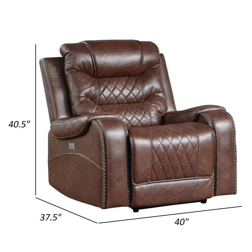 38 Inches Buy Paul 38 Inch Power Swivel Glider Recliner Chair, USB, Brown Faux ...