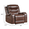 Paul 38 Inch Power Swivel Glider Recliner Chair USB Brown Faux Leather By Casagear Home BM316053