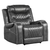 Paul 38 Inch Power Swivel Glider Recliner Chair, USB, Gray Faux Leather By Casagear Home