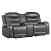 Paul 78 Inch Power Recliner Loveseat, Cupholder Console, Gray Faux Leather By Casagear Home