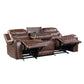 Paul 87 Inch Manual Recliner Sofa Drop Table Cupholders Brown Faux Leather By Casagear Home BM316058