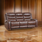 Paul 87 Inch Power Recliner Sofa, Drop Table Cupholders Brown Faux Leather By Casagear Home