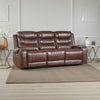 Paul 87 Inch Power Recliner Sofa, Drop Table Cupholders Brown Faux Leather By Casagear Home