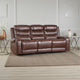 Paul 87 Inch Power Recliner Sofa, Drop Table Cupholders Brown Faux Leather By Casagear Home