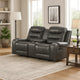 Paul 78 Inch Manual Recliner Loveseat, Cupholder Console Gray Faux Leather By Casagear Home