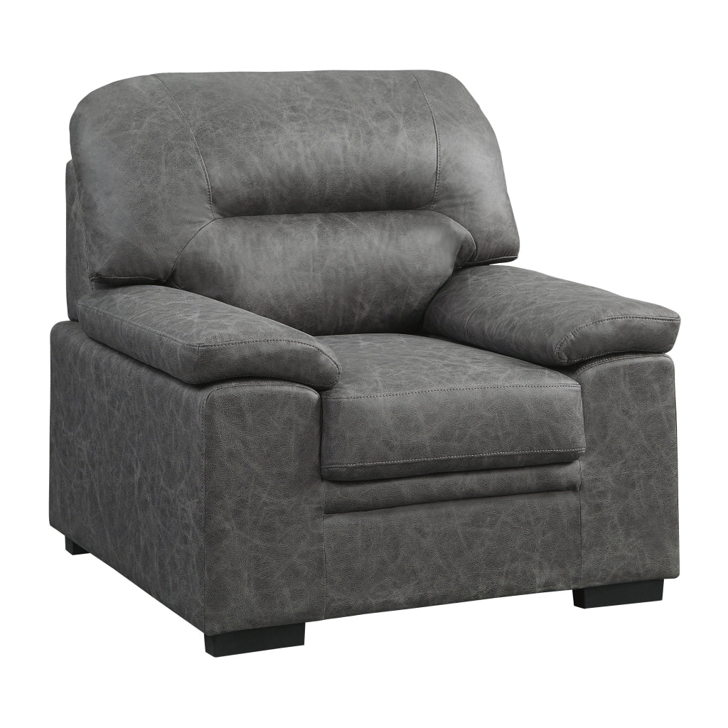 Gian 36 Inch Accent Chair Soft Dark Gray Microfiber Pillow Top Armrests By Casagear Home BM316062