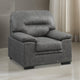 Gian 36 Inch Accent Chair, Soft Dark Gray Microfiber, Pillow Top Armrests By Casagear Home