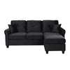 Daye 83 Inch Reversible Sofa Chaise Black Velvet Dark Brown Solid Wood By Casagear Home BM316065