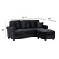 Daye 83 Inch Reversible Sofa Chaise Black Velvet Dark Brown Solid Wood By Casagear Home BM316065