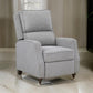 Isac 37 Inch Push Back Recliner Chair, Gray Polyester, Brown Solid Wood  By Casagear Home