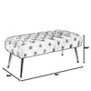 Rey 48 Inch Accent Bench, Tufted Gray Velvet Upholstery Padded Seat, Chrome By Casagear Home