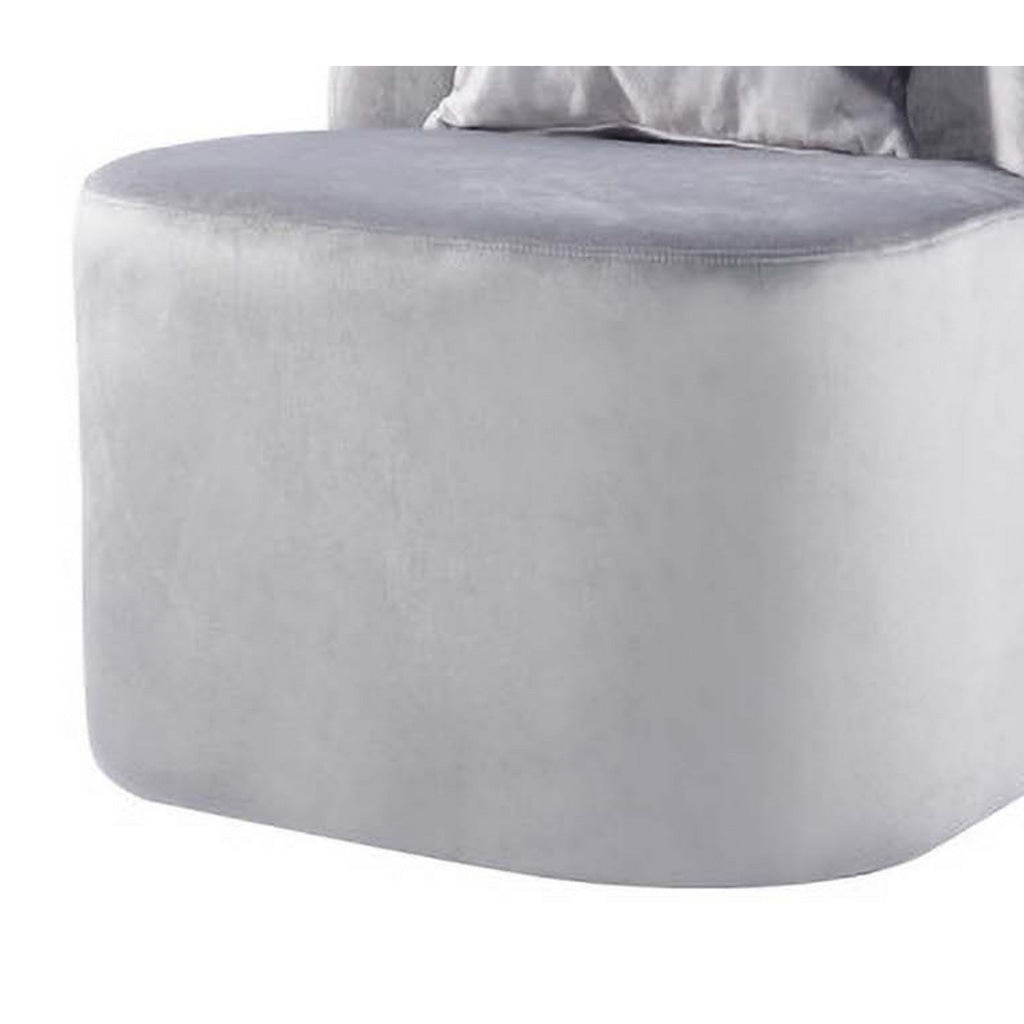 Suma 25 Inch Slipper Accent Chair with Pillow Gray Velvet Upholstery By Casagear Home BM316071