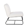 Ciao 26 Inch Accent Armless Chair, Soft Ivory Teddy Upholstery, Black Steel By Casagear Home