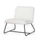 Ciao 26 Inch Accent Armless Chair Soft Ivory Teddy Upholstery Black Steel By Casagear Home BM316073