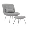 Lea 2pc Modern Lounge Chair and Ottoman Set Gray Woven Upholstery Chrome By Casagear Home BM316076
