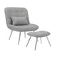 Lea 2pc Modern Lounge Chair and Ottoman Set Gray Woven Upholstery Chrome By Casagear Home BM316076