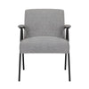 Kia 25 Inch Modern Armchair, Plush Gray Woven Fabric Upholstery, Black By Casagear Home